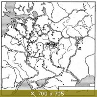 Карта находок арабских монет